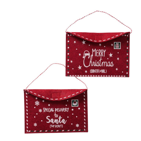 Boltze home Busta per lista dei desideri di Babbo Natale Claus feltro 15x21 cm rosso