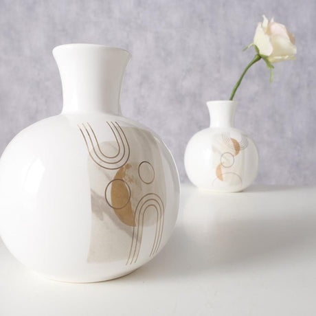 Boltze home vase 'ronami' dolomite dia.14x17cm 2 assortiti bianco