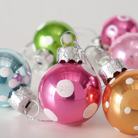 Boltze home Palline di Natale in vetro, modello 12 pezzi in scatola - multi colori punteggiati