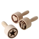 Boltze Home Stampo per biscotti diametro 8 cm in legno di faggio con immagini natalizie set di 3