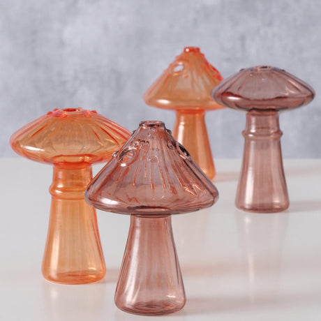 Boltze home vaso fungo vinga vetro dia.8x10.5cm marrone arancione