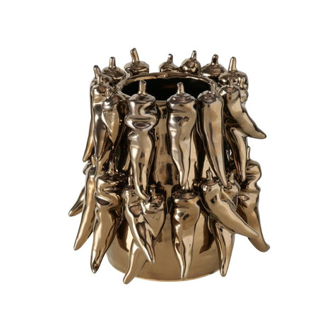Boltze home vase pepperony dia19x19cm terracotta marrone metallizzato