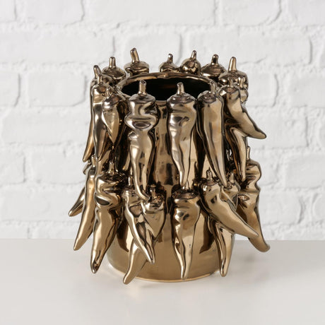 Boltze home vase pepperony dia19x19cm terracotta marrone metallizzato