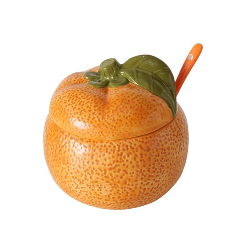 Boltze Home Barattolo di marmellata di arance con cucchiaio dia13x12cm 480ml di dolomite