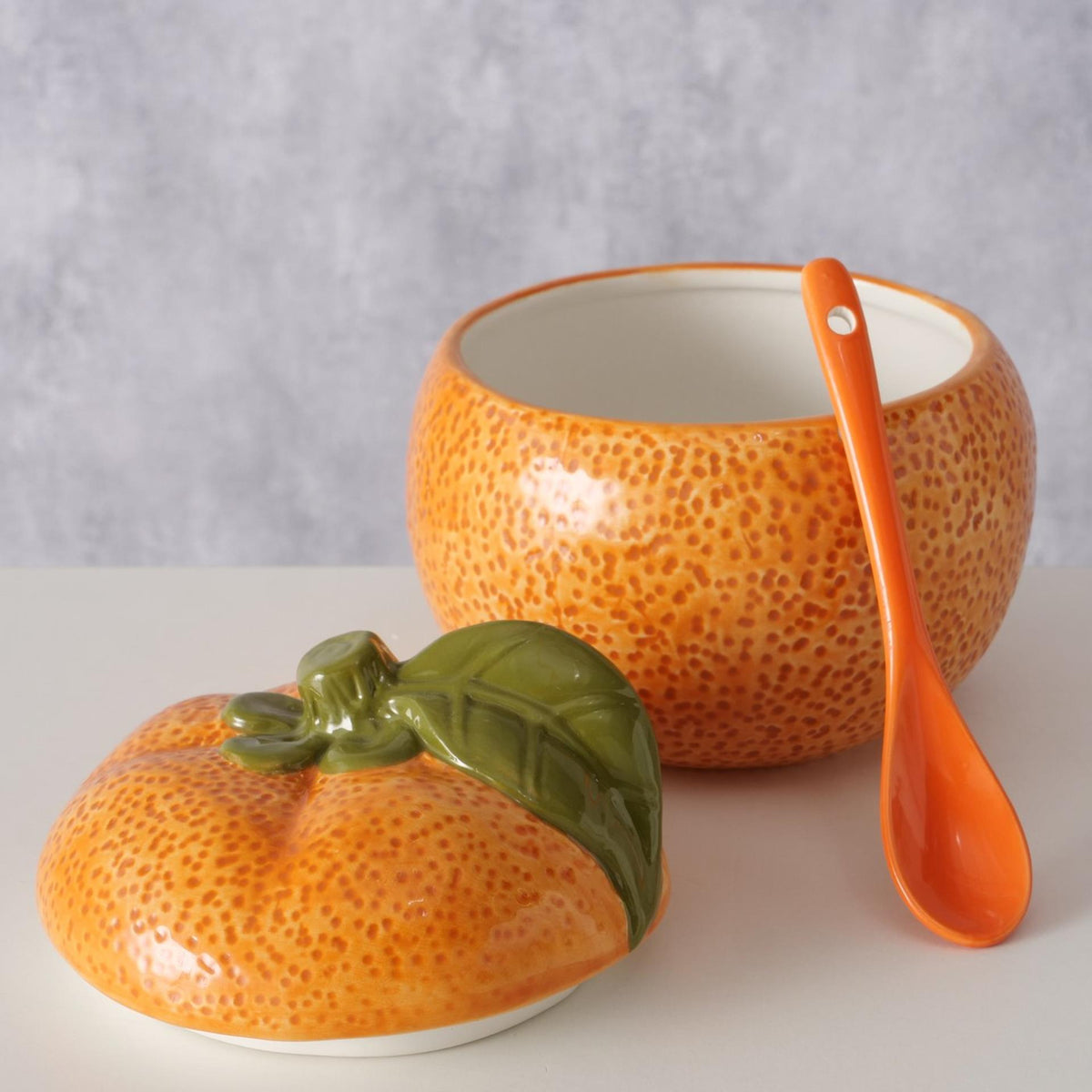 Boltze Home Barattolo di marmellata di arance con cucchiaio dia13x12cm 480ml di dolomite