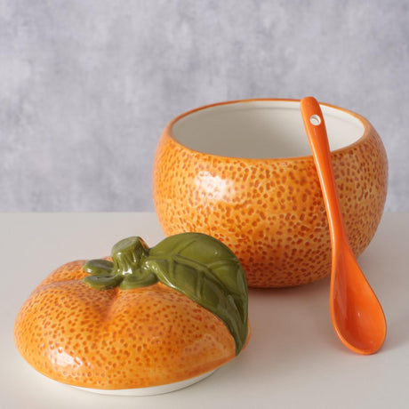 Boltze Home Barattolo di marmellata di arance con cucchiaio dia13x12cm 480ml di dolomite