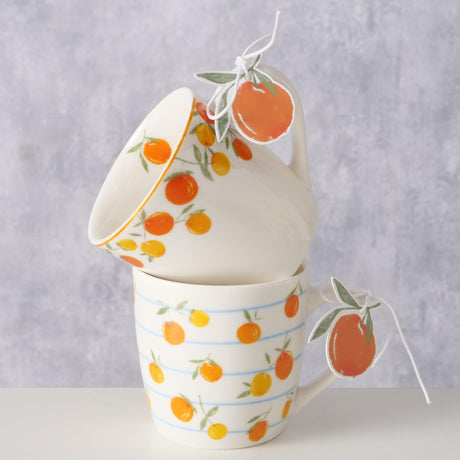 Boltze Home Mug arancione 250 ml in porcellana dia8x7,9 cm in 2 versioni