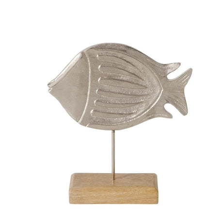 Boltze home figura pesce fisky 20x5,5x23,5 cm in alluminio e legno di mango