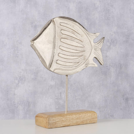 Boltze home figura pesce fisky 20x5,5x23,5 cm in alluminio e legno di mango