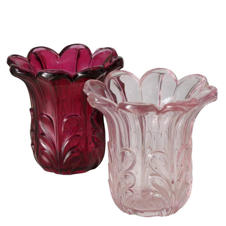 Boltze home vaso rosena dia11x10,5 cm vetro laccato rosa chiaro rosa scuro