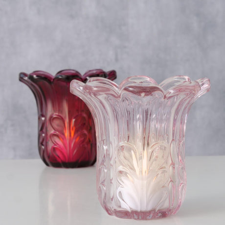 Boltze home vaso rosena dia11x10,5 cm vetro laccato rosa chiaro rosa scuro