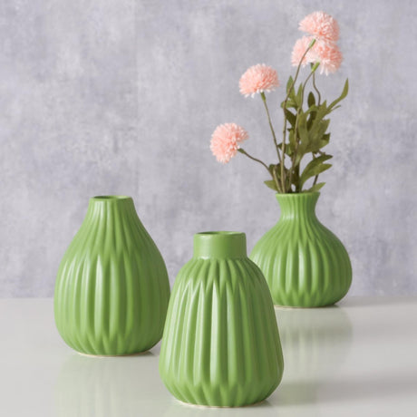 Boltze home vase esko dia10x11cm ceramica verde in 3 versioni