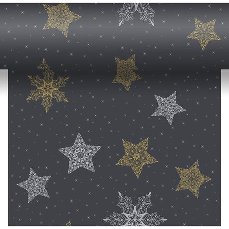 Duni Stelle di neve 3 in 1 nere 40x480 cm