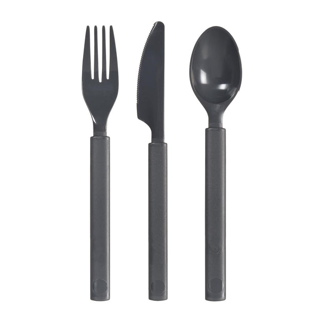 Set posate Duni in plastica 6 pezzi granito riutilizzabili (2x coltello, 2x forchetta, 2x cucchiaio)