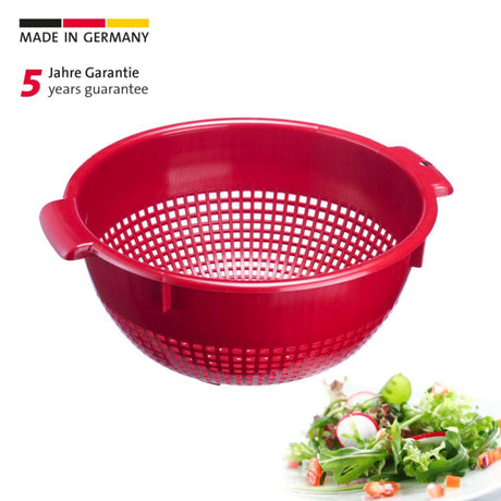 Setaccio scolapasta Westmark, con maniglie incassate e ganci di montaggio, plastica, rosso, 2126221r