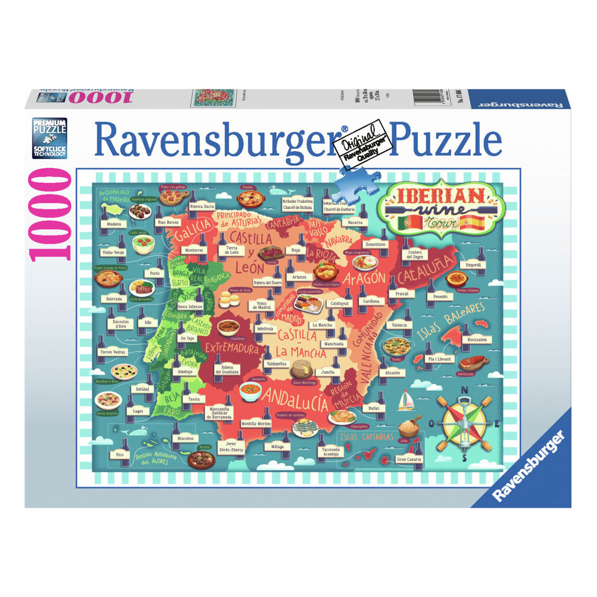 Mappa puzzle Ravensburger dei vini iberici, 1000 pezzi.