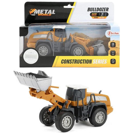 Toi-toys bulldozer in metallo junior 1:55 acciaio giallo grigio