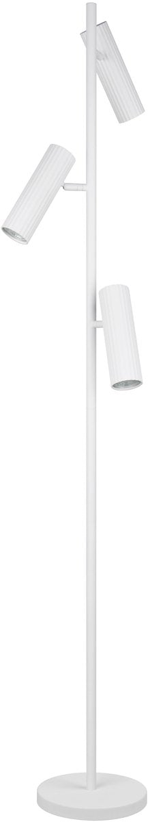 Trio soka - lampada da terra - bianco opaco - escl. 3x gu10 5 w - interruttore a pedale