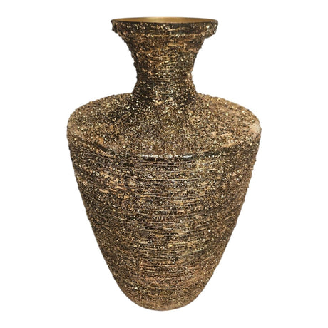 Vaso dall'atmosfera signorile in metallo dorato squillante 11x23x37 cm