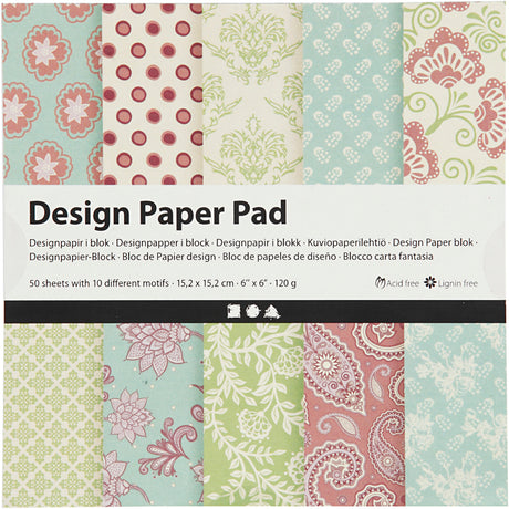 Azienda creativa https: www.cchobby.nl design-paper-block-sheet-15-2x15-2-cm-120-gr-mint-green-purple-50-sheet-1-box