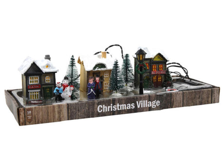 Svenska living Villaggio di Natale in poliestere con illuminazione e musica 10 pezzi (escl. batteria 2xaa)