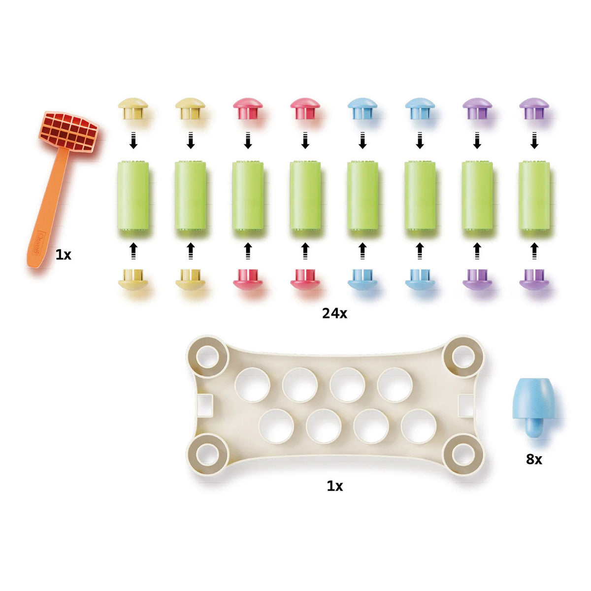 Quercetti play eco+ hammer bench peggy (34 pezzi)