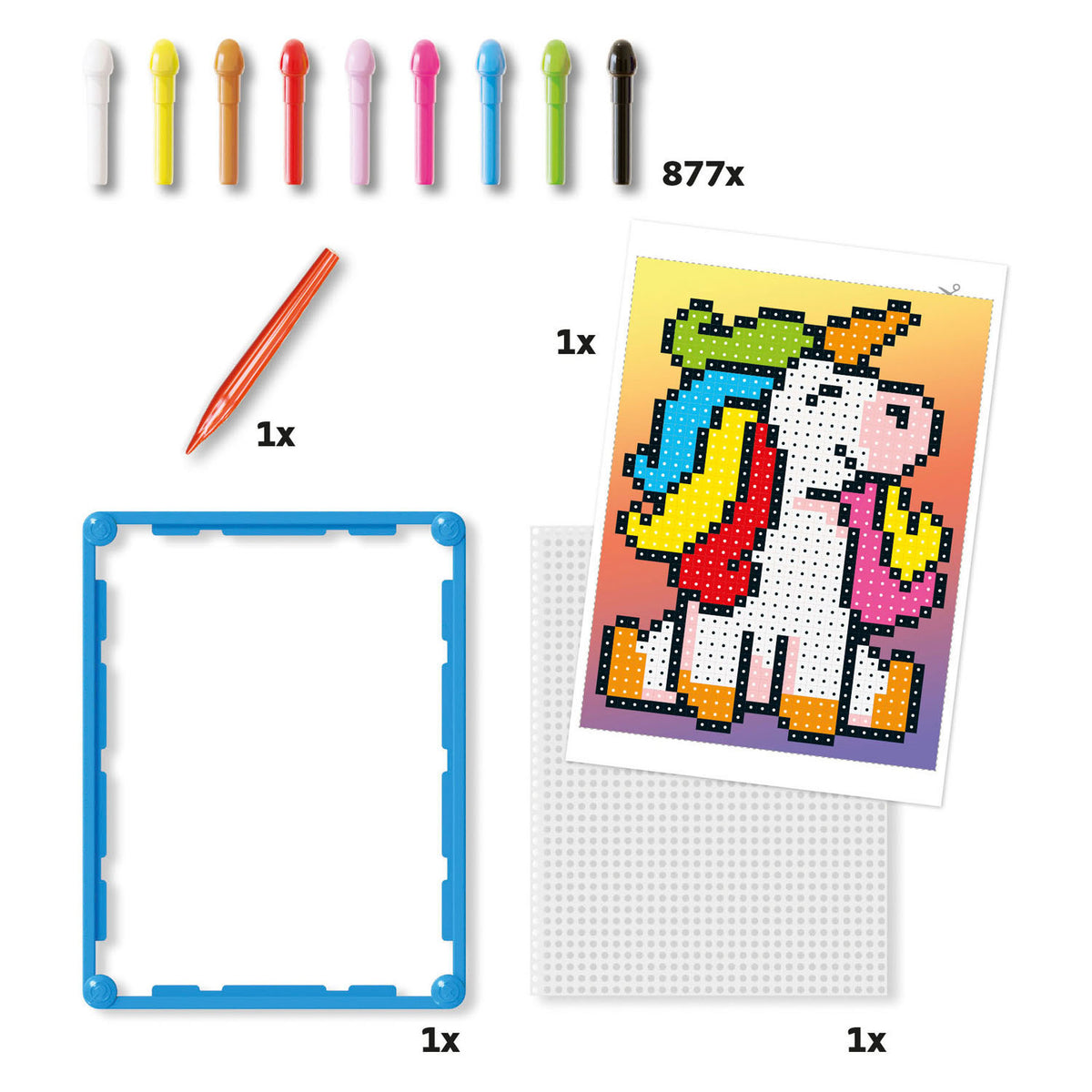 Quercetti pixel art mosaico unicorno 880pz giocattolo educativo.