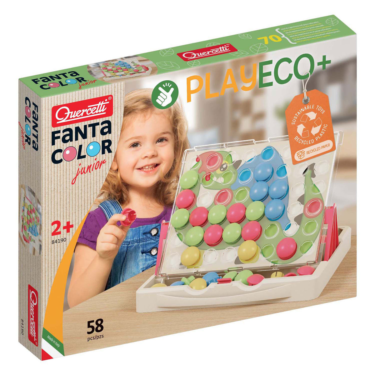 Quercetti play eco+ fantacolor inserto mosaico junior (58 pezzi)