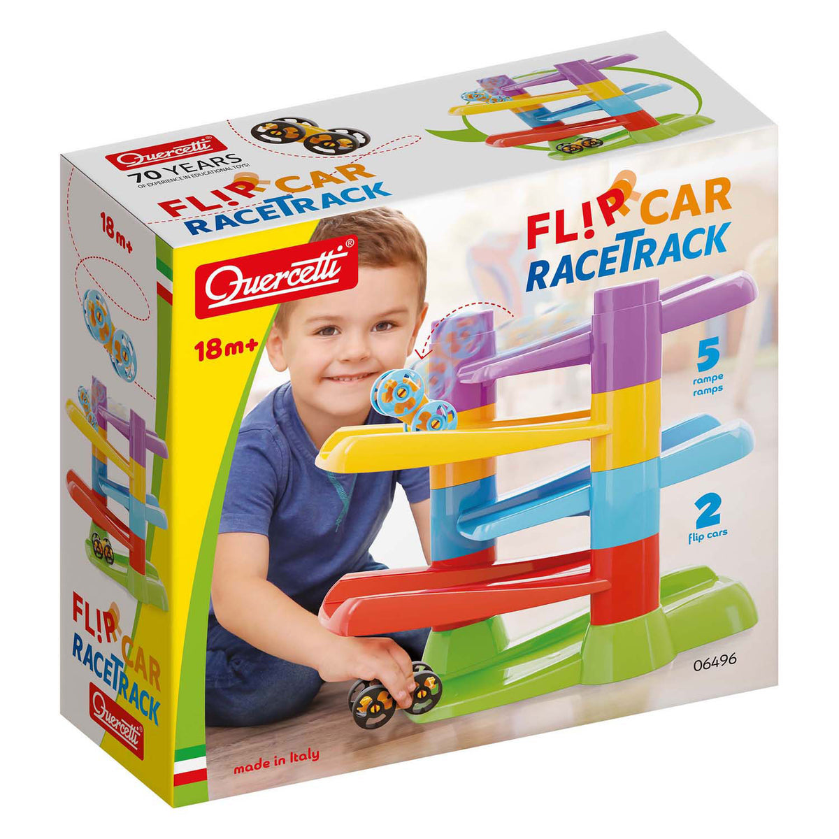 Pista Quercetti con vetture flip, 7 elementi.