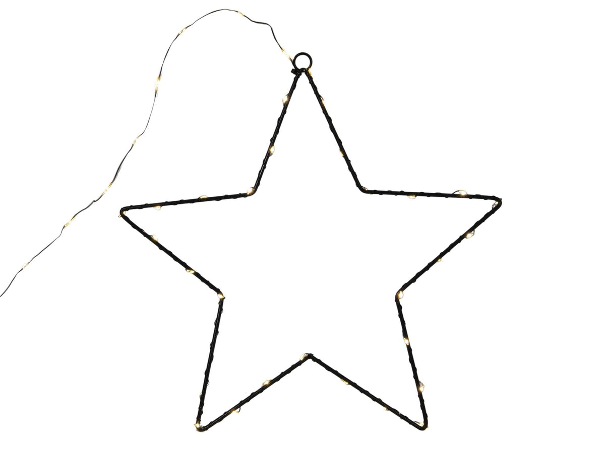 Svenska lampada a stella metallo nero 30cm 40 lampade LED calde