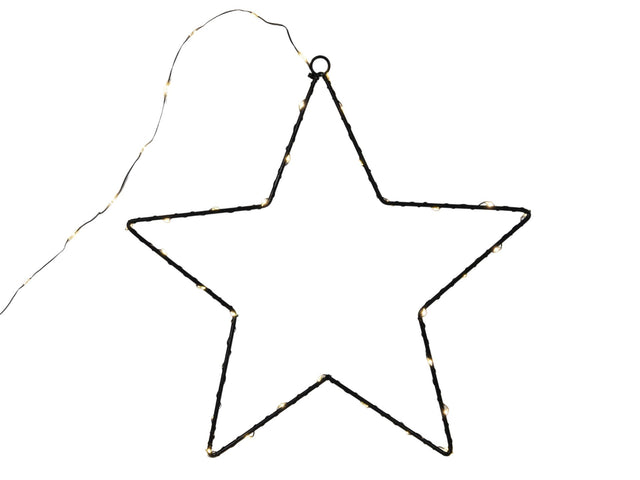 Svenska lampada a stella metallo nero 30cm 40 lampade LED calde
