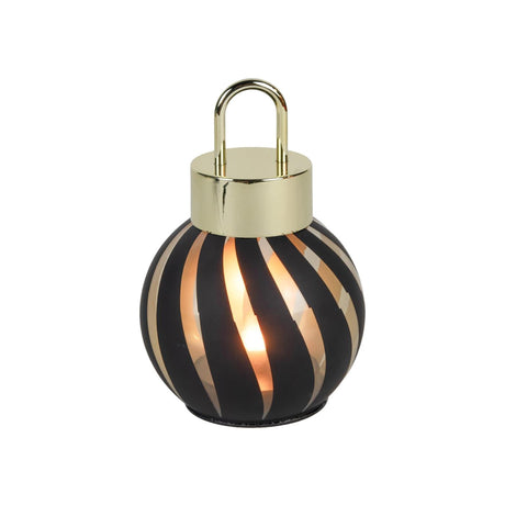 Svenska living kerstbal met led lampjes stripe zwart ø10x15cm