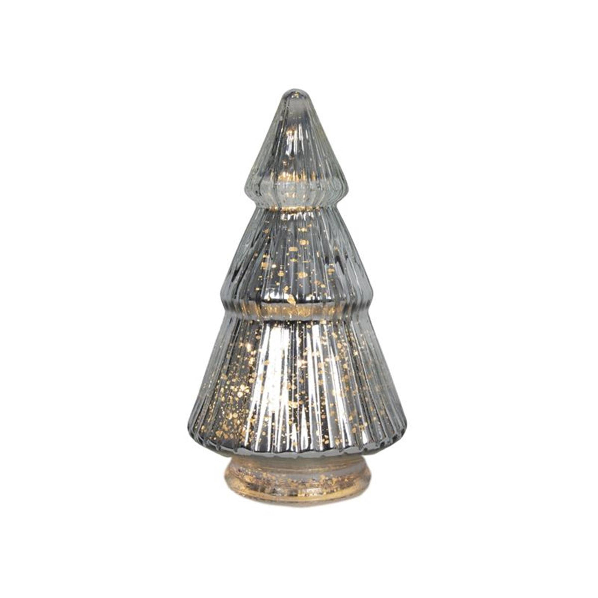 Statua vivente Svenska albero di Natale in vetro LED argento 19 cm