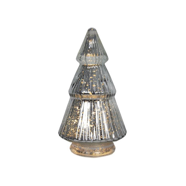 Statua vivente Svenska albero di Natale in vetro LED argento 19 cm