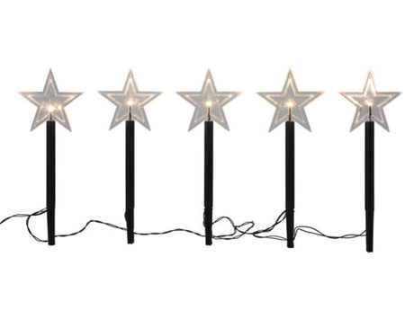 Set di prese da giardino Svenska living Stella LED da 5 pezzi funziona a batteria IP44 Batteria 3XAA (esclusiva) con timer