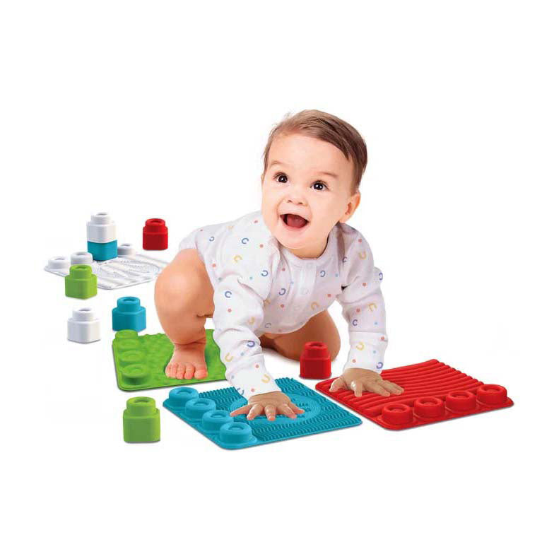 Clementoni soft clemmy - percorso sensoriale - giochi sensoriali - tappeto gioco - blocchi bebè e tappetino gioco - con blocchi impilabili in morbida schiuma - 6 - 36 mesi