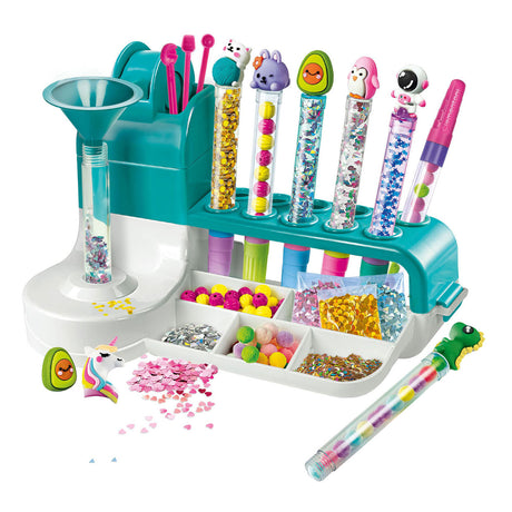Idea Clementoni - Studio creazione penne - Confezione ricca di accessori - Penne kawaii glitterate - Il regalo creativo - dai 6 anni
