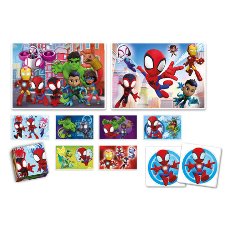 Clementoni - Set da gioco Spidey 4 in 1 - Giochi multipli - 2 puzzle - Gioco di memoria - 6 blocchi - Giochi educativi - da 6 anni