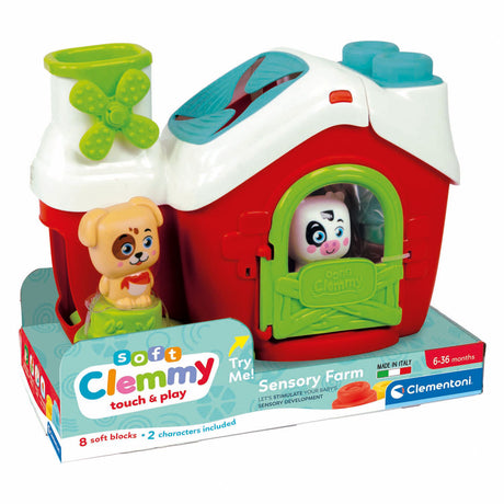 Clementoni baby - fattoria sensoriale clemmy con morbidi mattoncini, 11 pezzi.