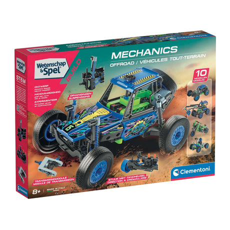 Clementoni scienza e giochi - set costruzione meccanica fuoristrada, 10 modelli