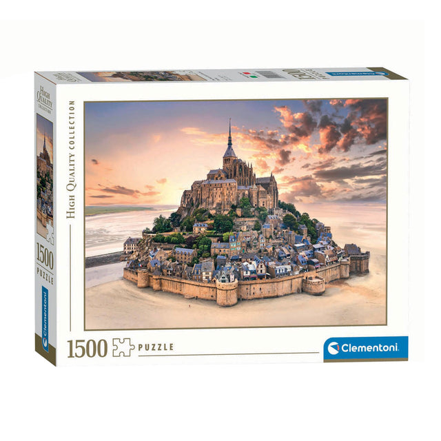 Clementoni - puzzle - 1500 pezzi - mont saint-michel in aumento - puzzle per adulti - collezione di alta qualità