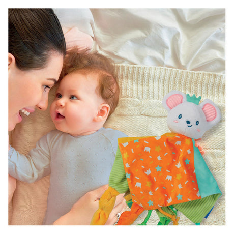 Clementoni panno coccole topolino coccole morbide - panno coccole con fiocchi - regalo maternità lavabile per bambino o bambina - piumino per bebè da 0 mesi