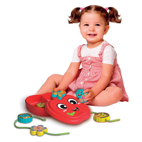 Clementoni Happy Apple Friends Stringing Game - Infilare perline e infilare perline per neonati e bambini - Giocattoli Montessori per bambini - Praticare le abilità motorie fini