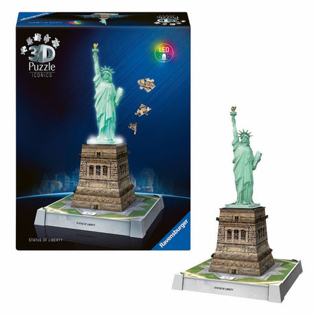 Ravensburger Puzzle 3D iconici Statua della Libertà - con luce - 128 pz.