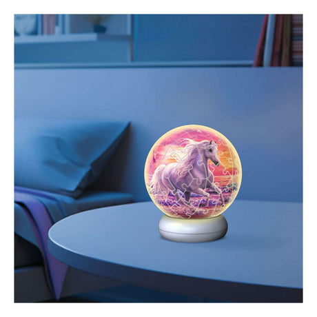 Ravensburger – Cavalli sulla spiaggia – Luce notturna con sfera puzzle 3D – 73 pezzi