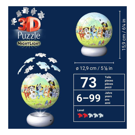 Ravensburger – Blu – Luce notturna con sfera puzzle 3D – 73 pezzi