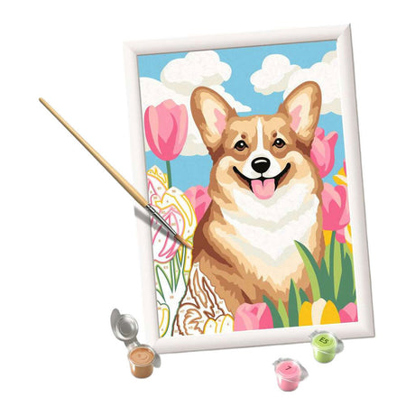 Ravensburger – creart: corgi floreale – pittura con i numeri