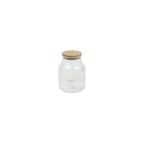 Barattolo portaoggetti in vetro con coperchio in bambù ø11,5x16cm