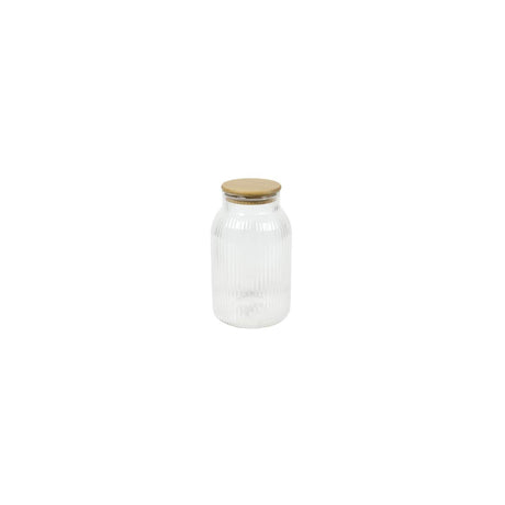 Barattolo portaoggetti in vetro bambù h20.5cm