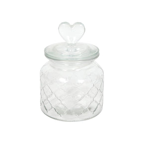 Barattolo portaoggetti cuore in vetro 10,5x17cm